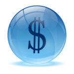 3D glass sphere and dollar icon